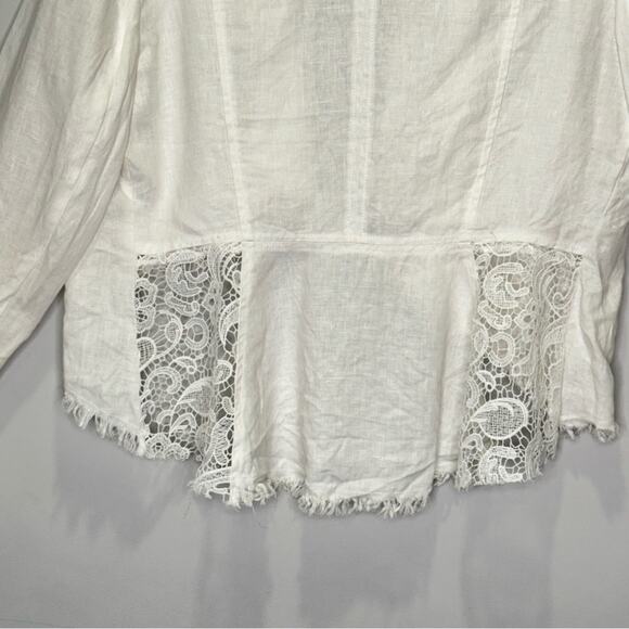 🍁INC International Concept Linen Boho Openfront Lace Lightweight Cardigan Top Lg - Picture 7 of 13